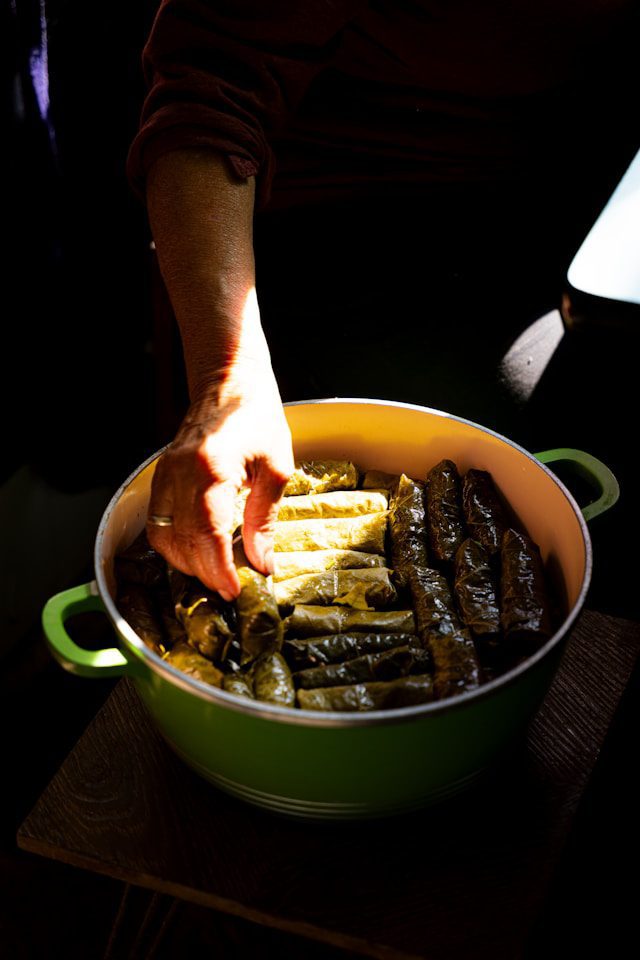 Traditional Lebanese Teta Traits shown through food preparation for the Cultural Identity Quiz.
